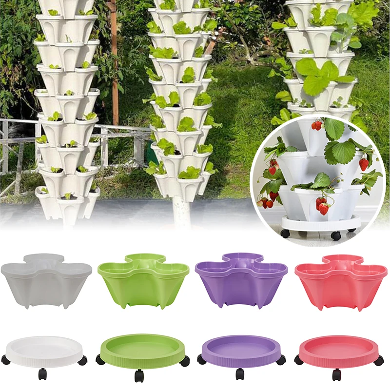 Plastic Stackable Vertical Flower Plant Pot Strawberry Seedling Holder Garden Planter Flower Vegetables Decoration