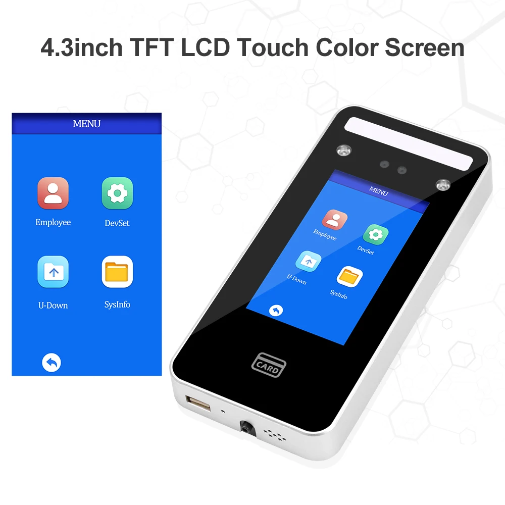 WIFI Dynamic Face Recognition Access Control Sysmtem RFID Card Facial Biometric Time presenze Machine Touch Screen da 4.5 pollici