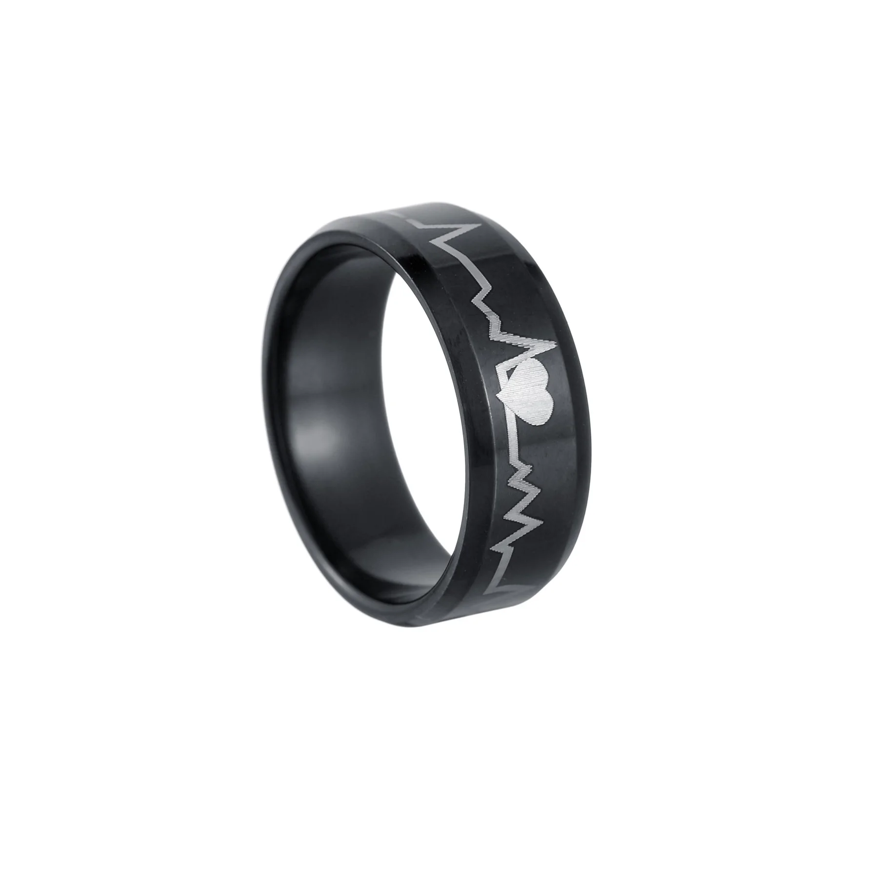 Endless Forever Love ECG Ring For Women Men Black Blue Couple Ring Jewelry Bride Wedding Lover Dating Gift