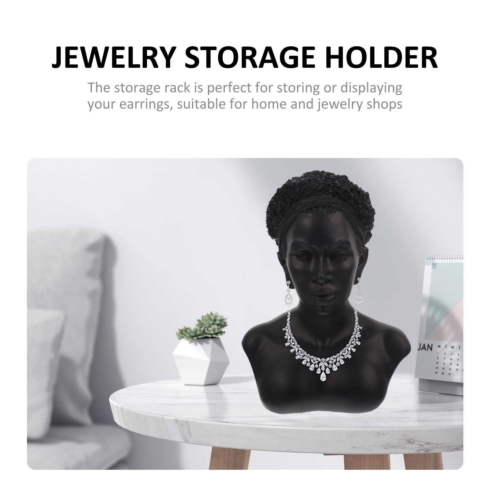 

African Statue Display Holder Resin Earrings Storage Rack Ornament Stand for Jewelry Storage Holder Necklace Shop Home Decor
