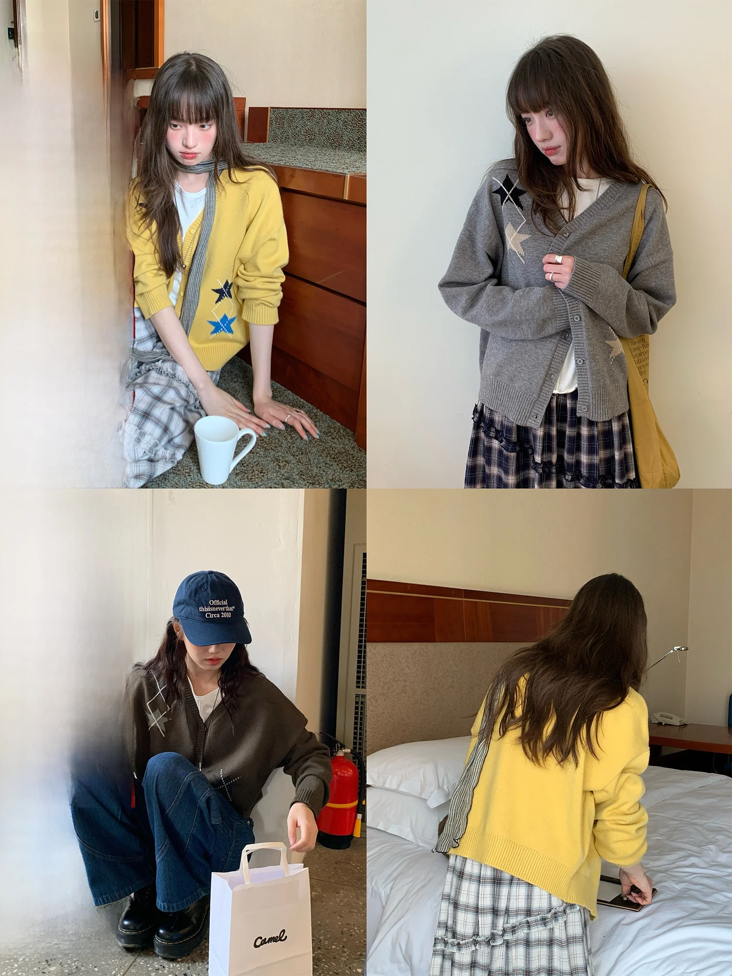 

Винтажный вязаный кардиган Rainy с V-образным вырезом и звездами, женский, мягкий, свободный, повседневный, с длинными рукавами, на весну-осень, модная верхняя одежда