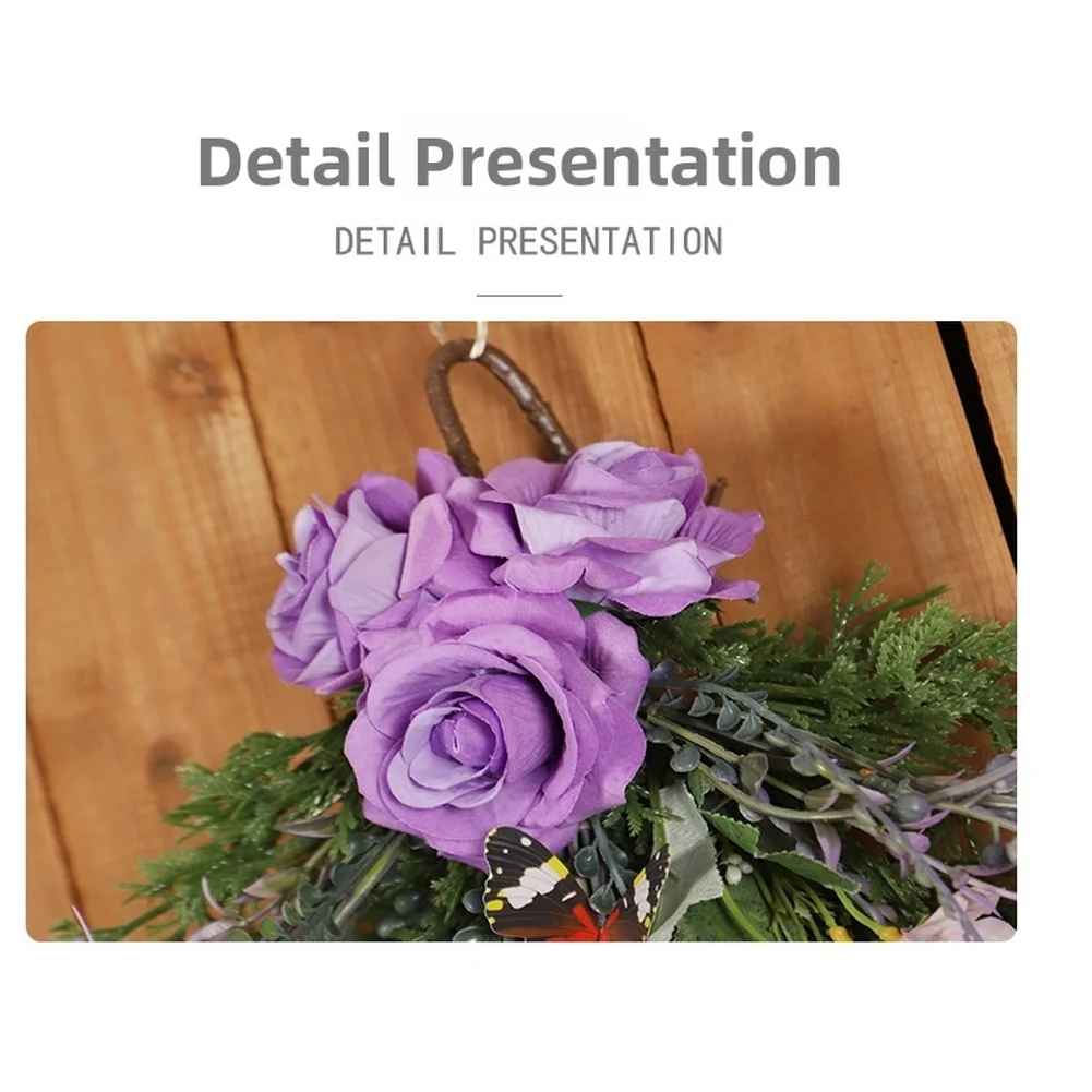 زهرة الحرير جدار ديكور الأرجواني روز صفير ريفي معلقة قطعة لغرفة المعيشة غرفة نوم مكتب مول 50x35 سم نسيج بلاستيكي #3