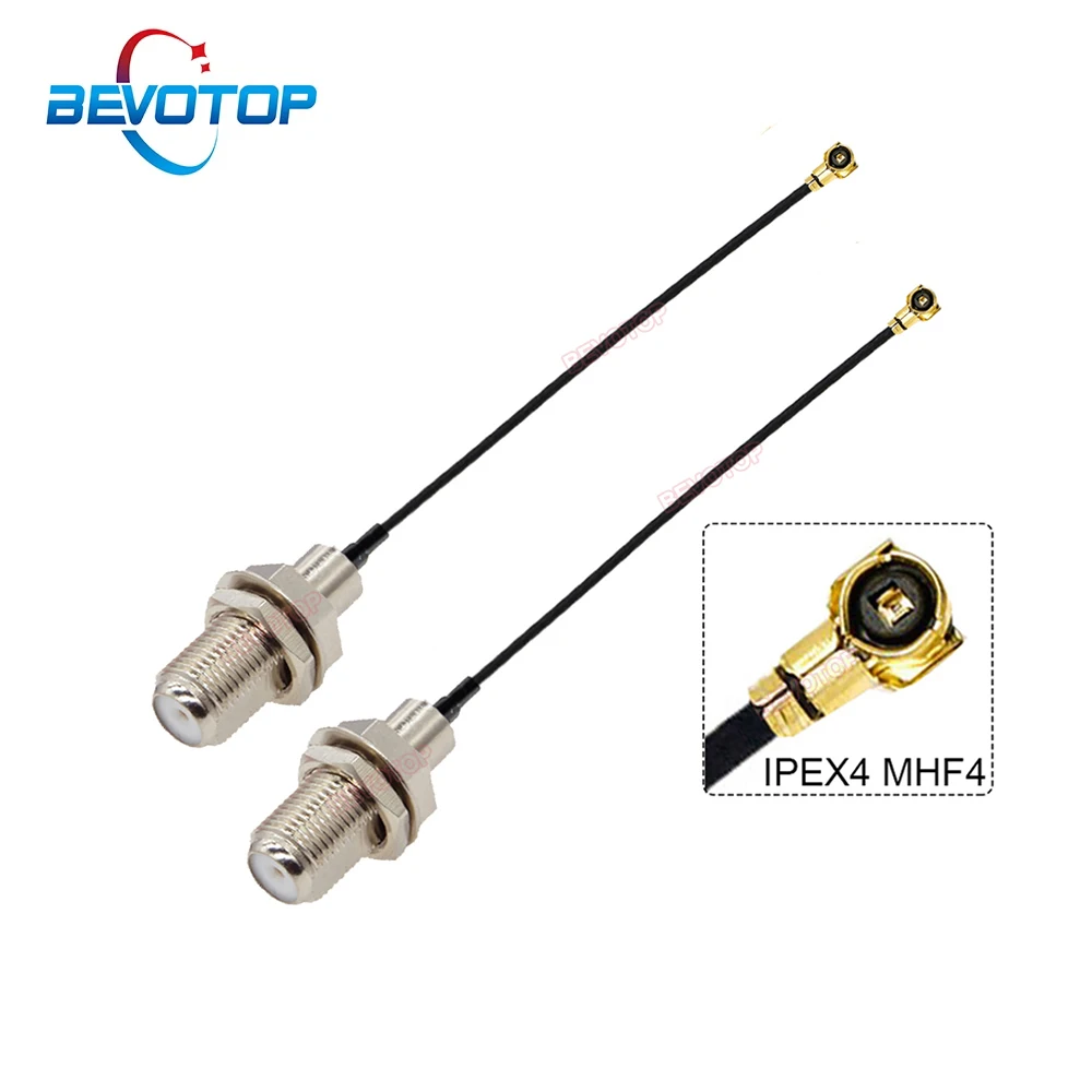 100PCS/LOT BEVOTOP F Female to 4 4 Female Jack Pigtail RF1.13 RF Coaxial Cable 3G Antenna Extension Cord Jumper Pigtail