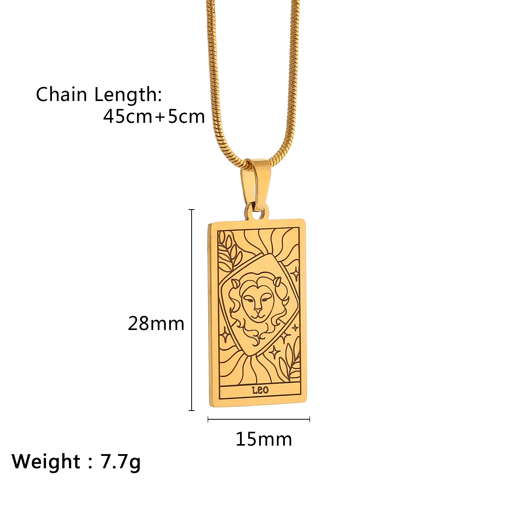 Zodiac Sign Necklace Stainless Steel 12 Constellations Pendant Necklace 18K Gold Color Plated Tarot Snake Bone Chain Necklaces