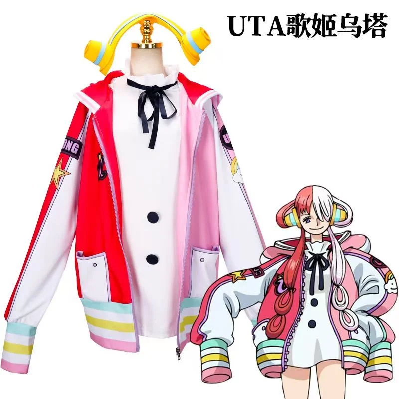 

ONE PIECE аниме фильм RED Uta косплей костюм для женщин и девочек повседневное пальто платье для взрослых и детей Хэллоуин карнавальный наряд для вечеринки 4 шт.