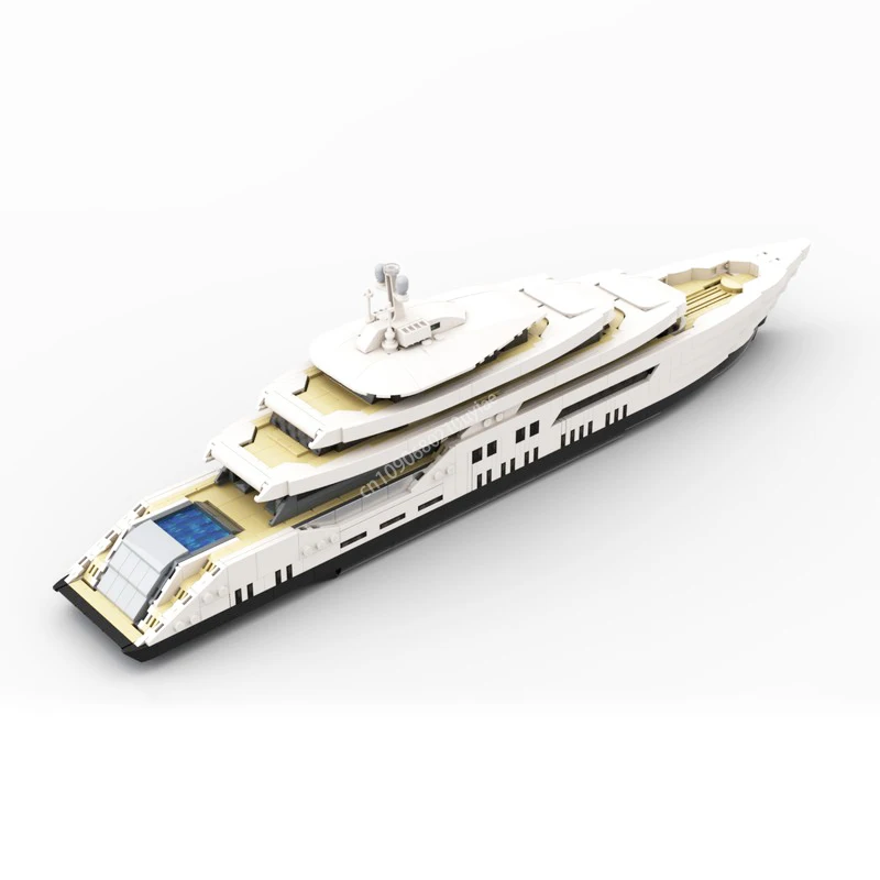 1651pcs Midi-Scale Luxury Yacht White Ship Model Building Blocks MOC Assemble Constructor Aldult Idea Set Bricks Toys Gifts