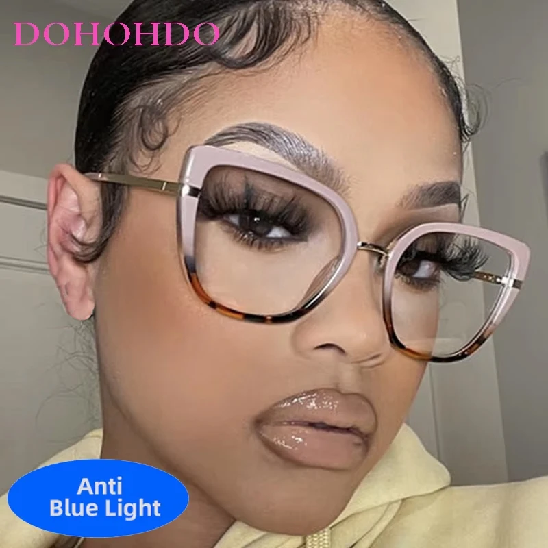 

Retro Metal Leg Personality Cat Eye TR90 Anti-Blue Light Glasses Luxury Designer Brand Computer Office Work Women Men Eyeglasses