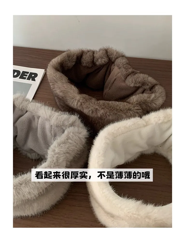 Koreanische Schneeflocke Farbe Punkt Barack Retro Faux Nerz Plüsch Haarband Mode Herbst Winter Verdickt Warme Stirn Haube Stirnband – Detail 22