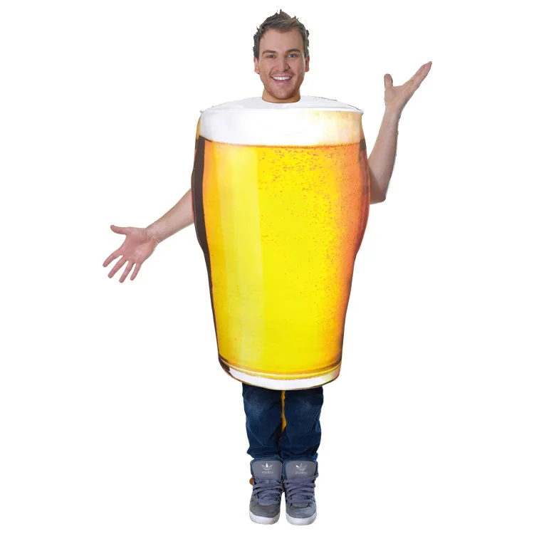 

Adult Men Beer Cup Shaped Costume Halloween Cosplay Funny Stage Performance Wear