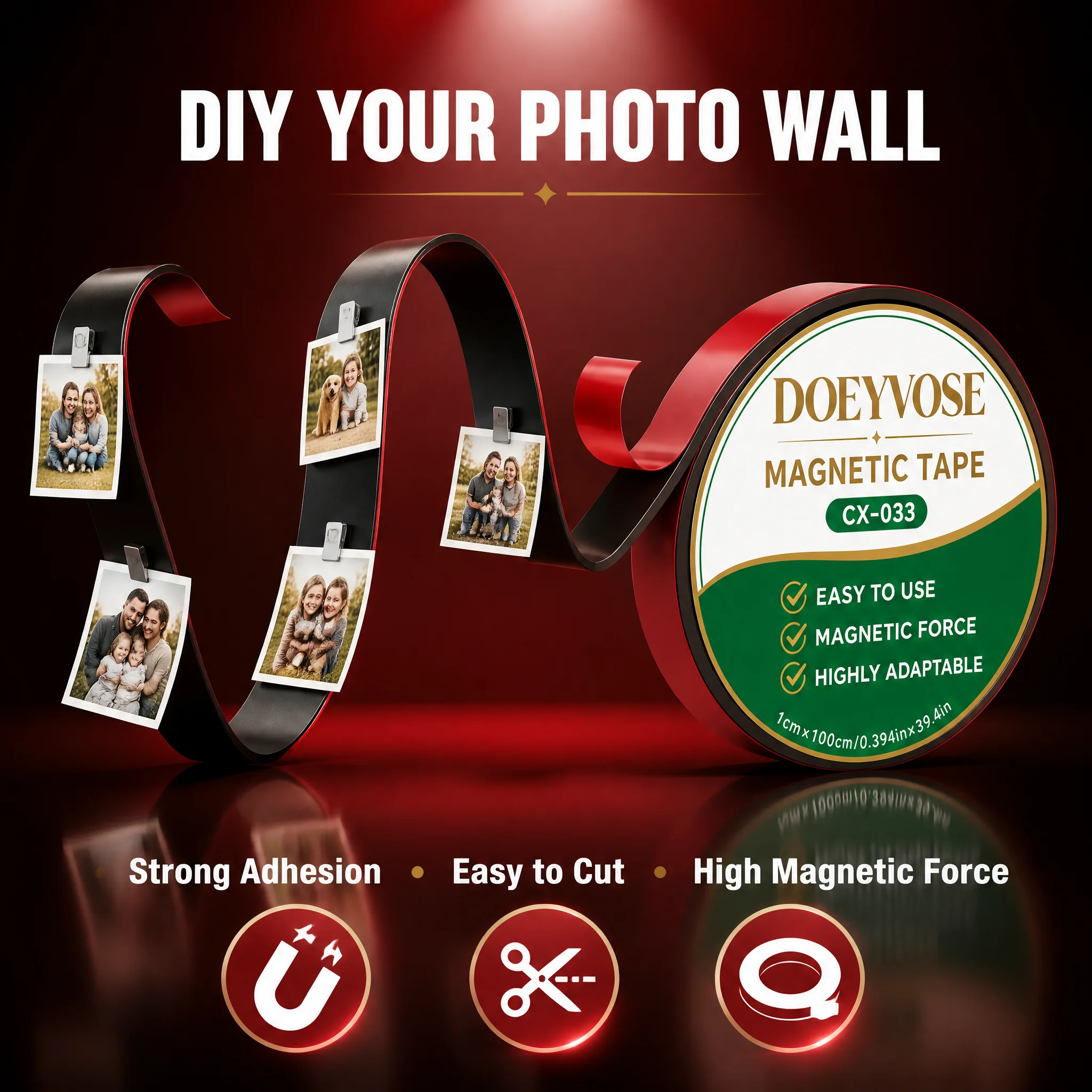 Multi-purpose Self Adhesive Magnetic Strip 1cm×1mm×1m For Refrigerator