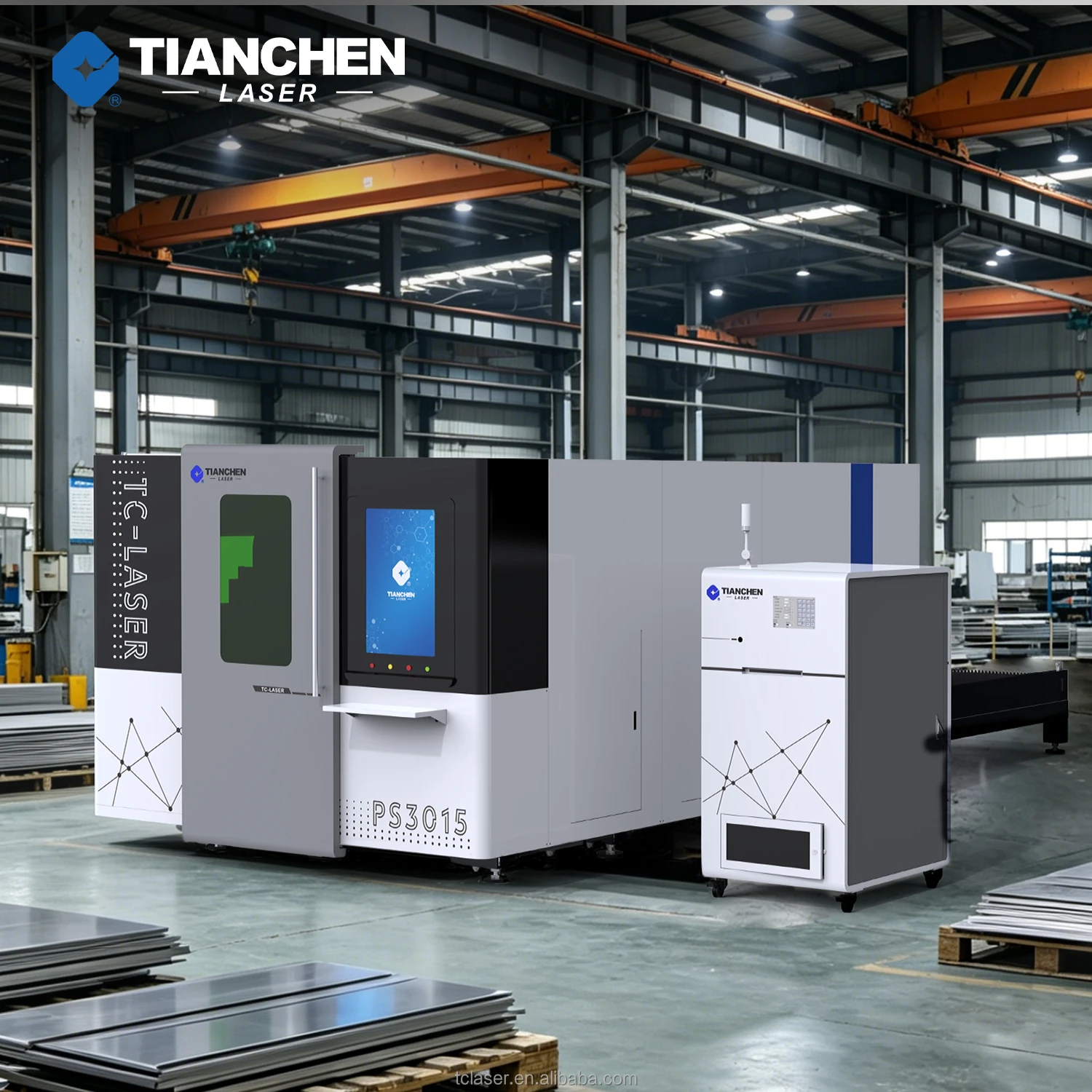 Tianchen PS3015 1500W 3000W 6000w Make Money Style Fiber Laser Cutting Machine with Cover and Exchange Platform Table