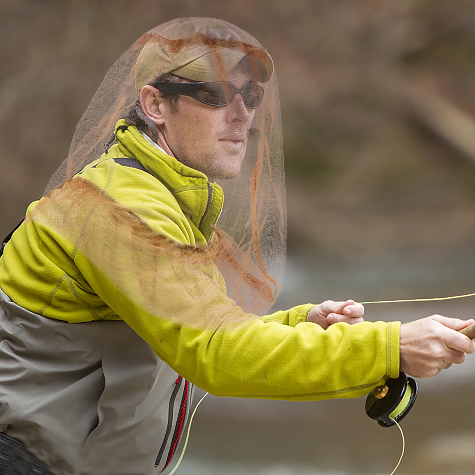

2Pcs Outdoor -Mosquito Hat With Mesh Veil Breathable Sun Netting Cap Fishing Accessory
