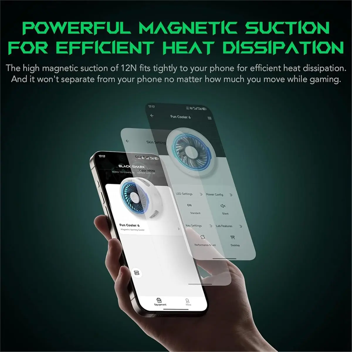 FunCooler 6 Magnetic Cell Phone Cooler 20W Ultra-Fast Cooling Fan with RGB, App Control for Phone