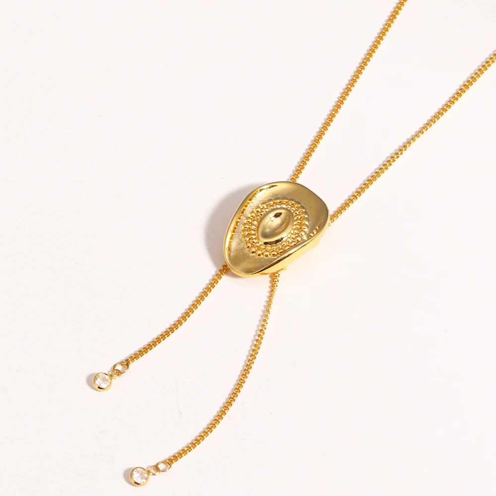 Gold Western Cowgirl Hat Necklace for Women 18K Gold Plated Anti-allergy Bolo Tie Cowboy Necktie Western Long Necklace