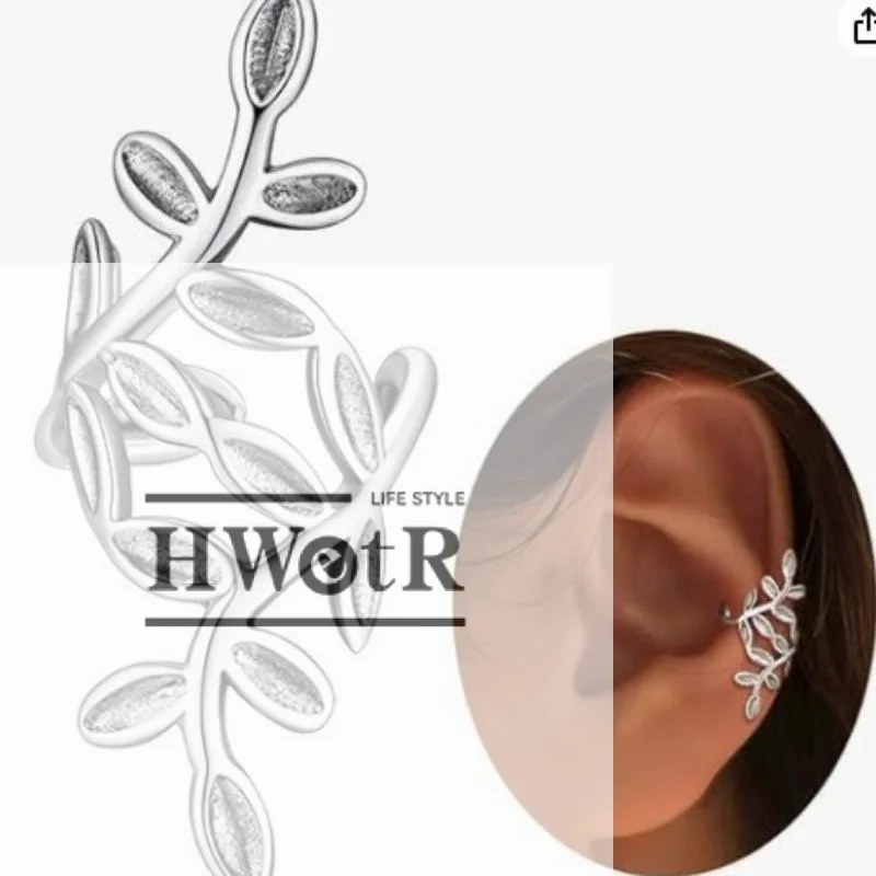 1Pcs Branch Leaf Ear Cuff Non Pierced Ear Clip Vintage Light Weight Copper Ear Jewelry For Women Daily Party Decoration