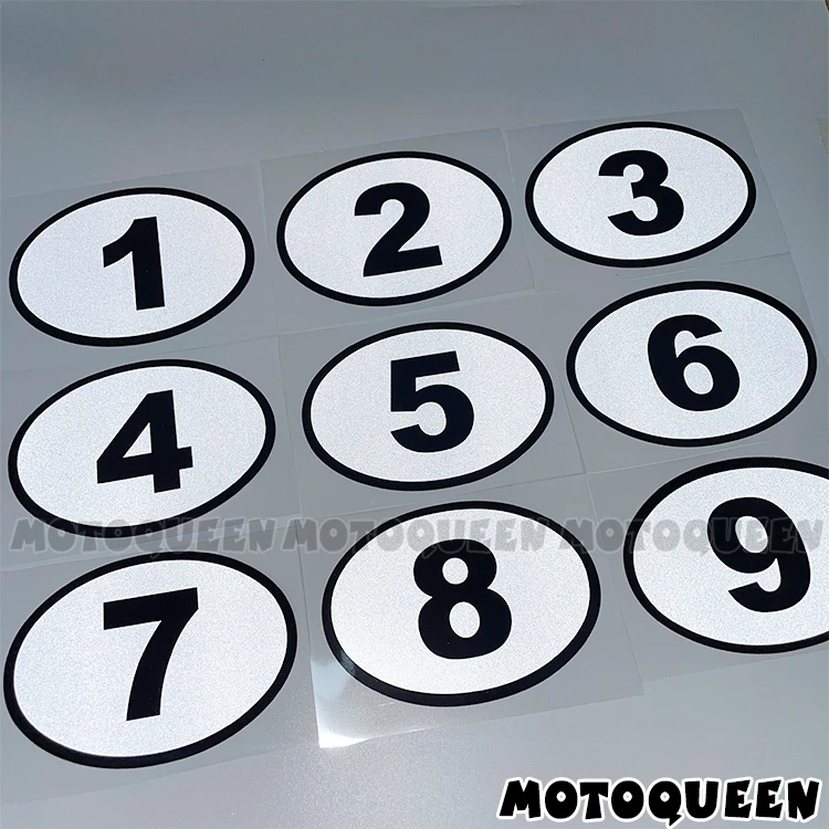 Cafe Racer Number 123456789 Vintage Motorcycle Decal Oval Fuel Tank Pad Side Cover Box Helmet Stickers For Motorbike Auto Car