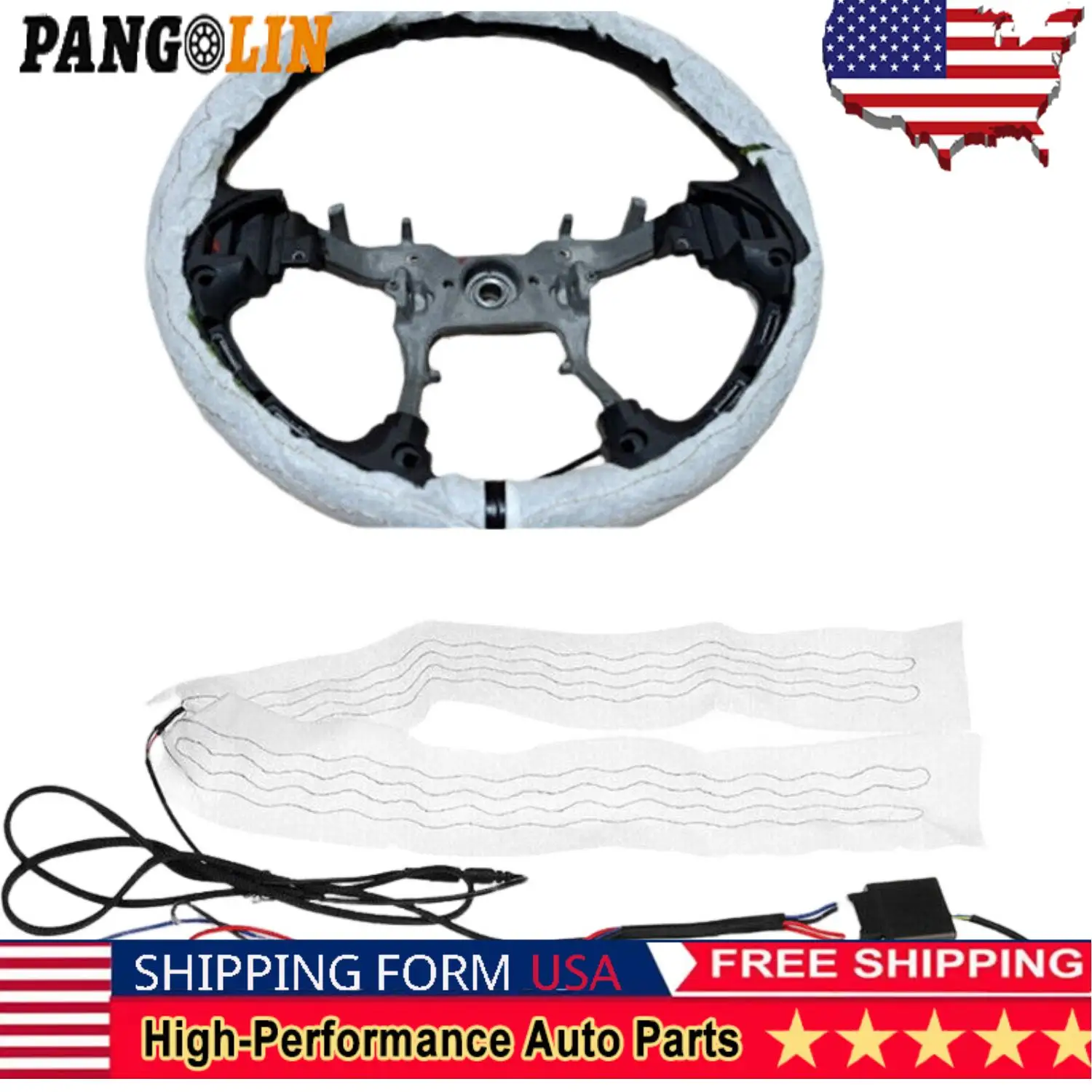 1Set Universal 6 level 25in Car Heated Steering Wheel Cover DIY Kit Heater Pad Winter Car Engine Accessories Interior Parts