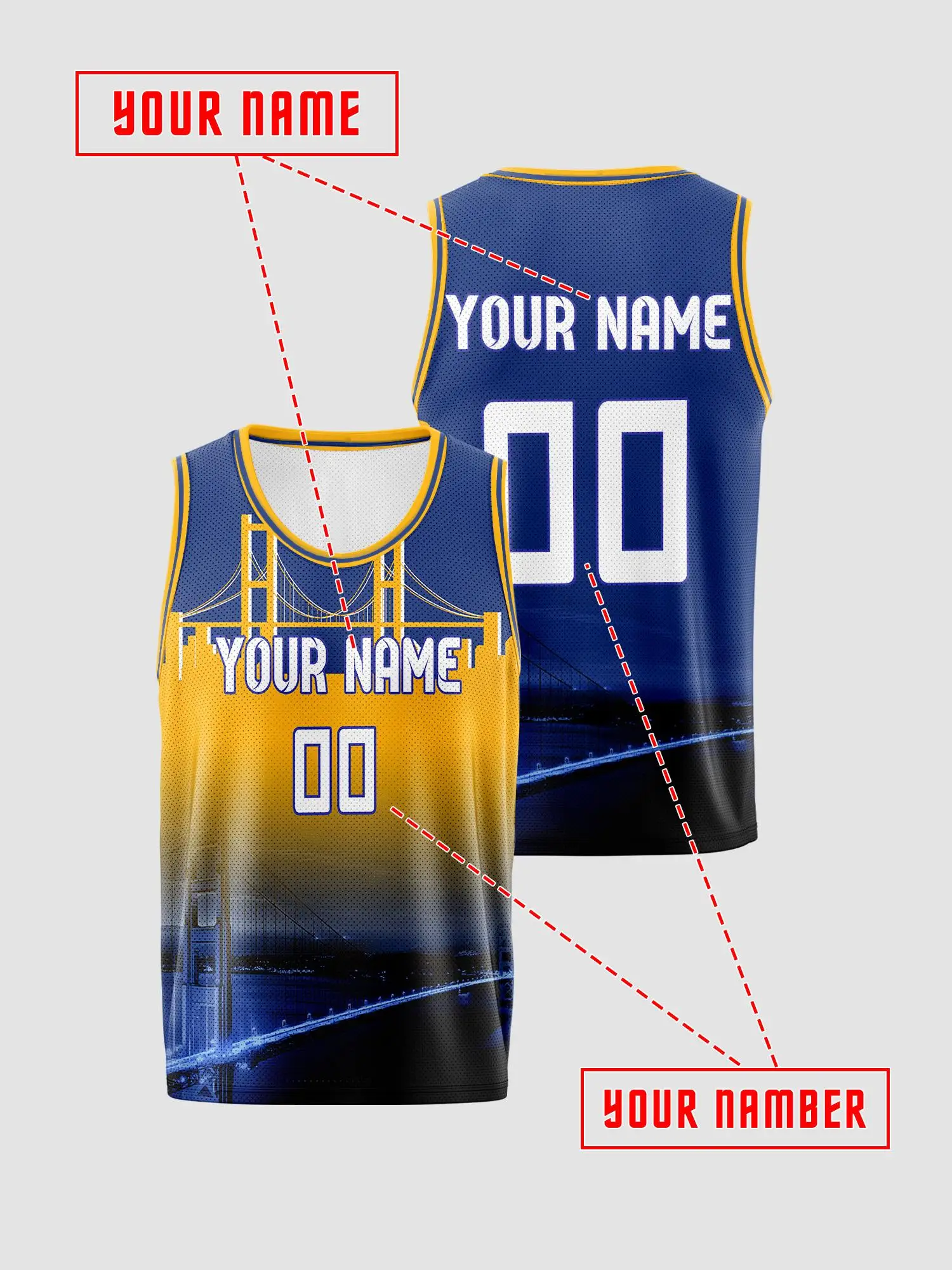 Kids Custom Gradient Basketball Jersey Set, Printable Name & Number, Breathable Mesh Youth Team Uniform Tank Top