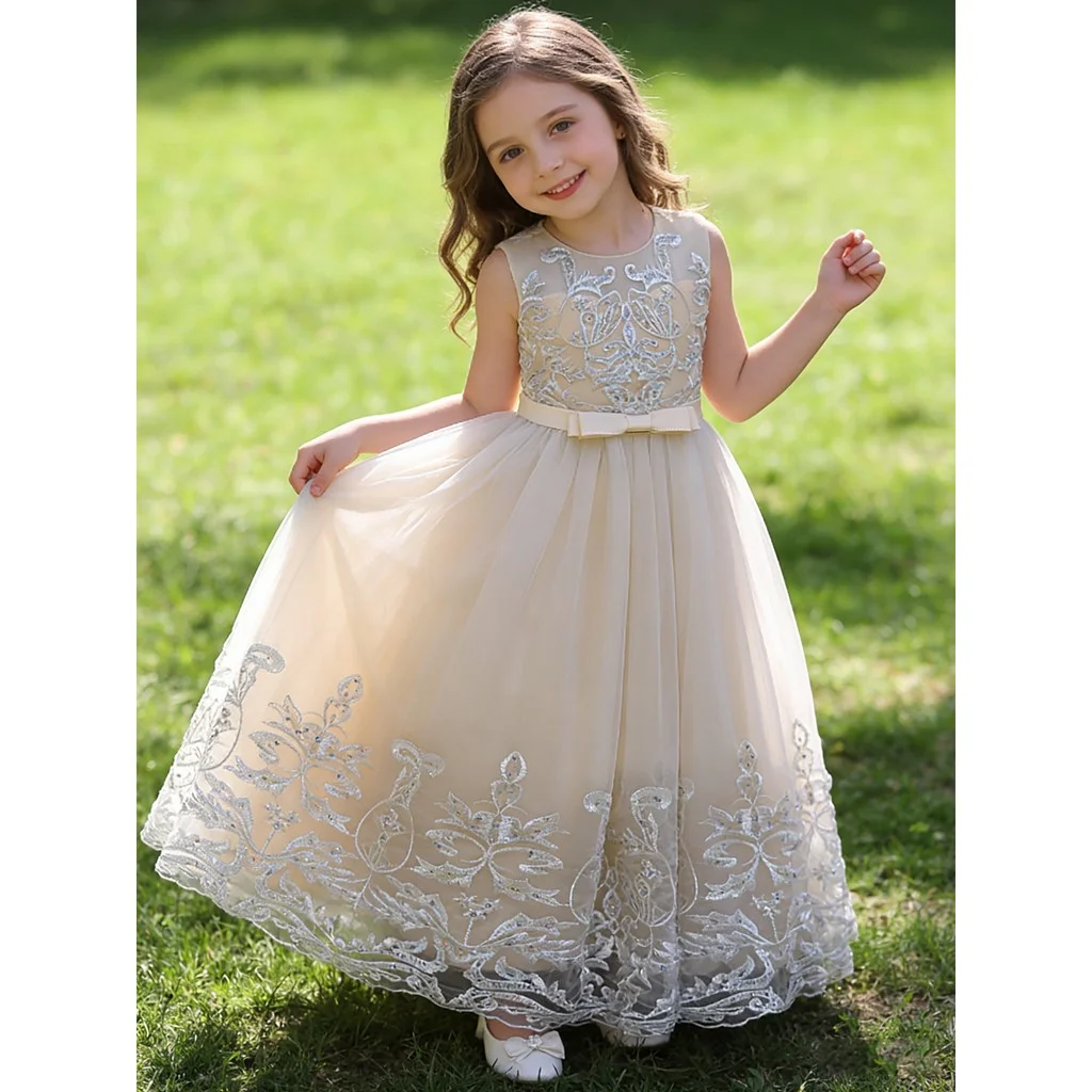 2026 Flower Girl Dresses For Weddings Lace Luxury Vestidos Princess Birthday Party Bridesmaid Dress For Kid 5-12 Years BIBIHOU image 5