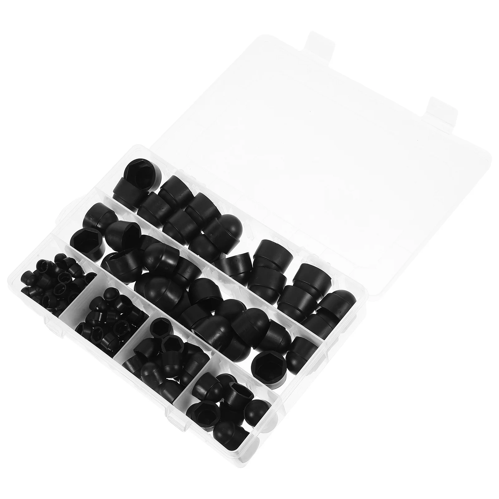 

145pcs Bolt Caps Black Hexagonal Plastic Dome Nut Covers For Automotive Machinery Thread Protectors Screw Protection Caps