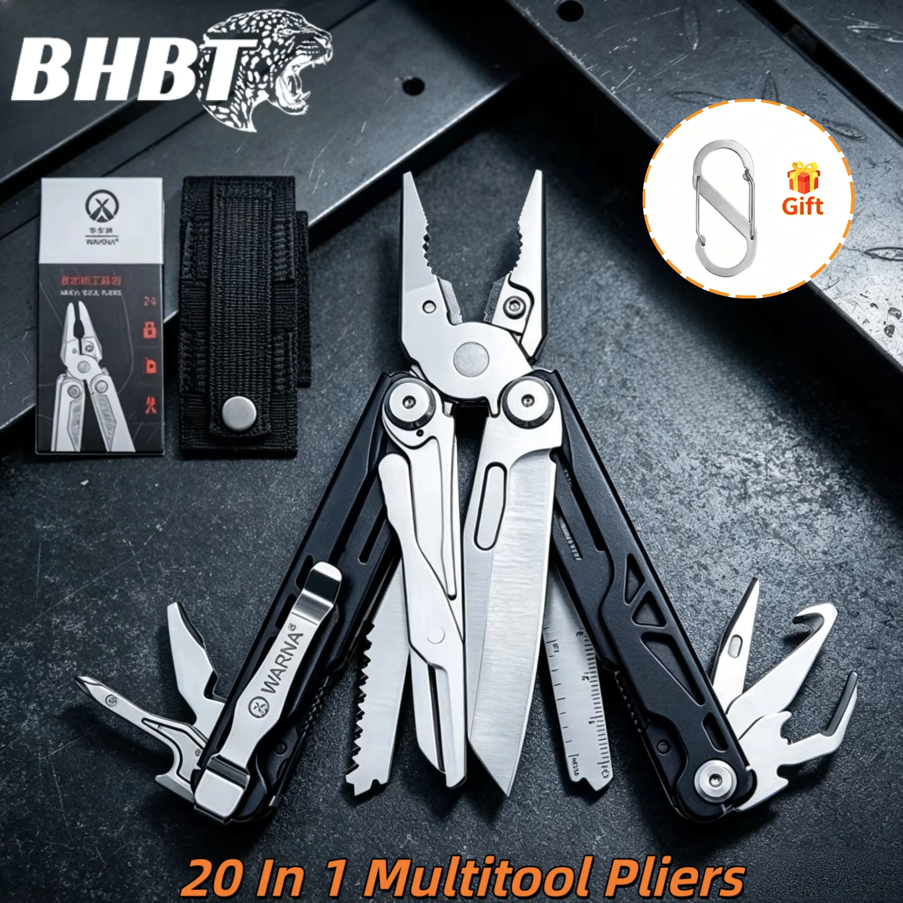 BHBT 20 In 1 Multitool Pliers Folding Multi Tool Scissors Saw EDC Outdoor Camping Survival Tools Home Repairs