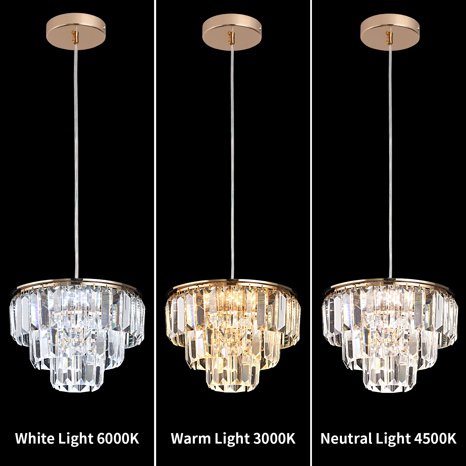 Crystal K9 Led Ceiling Lamp Modern Pendant Light Home Deco Hanging Lighting Fixtures Kitchen Dining Living Room Chandelier Lamps