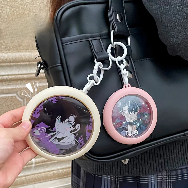 Acrylic Badge Holder Case Silicone Transparent Protective Cover for Anime Pin Buttons Display Stand for Ita Bag Accessories