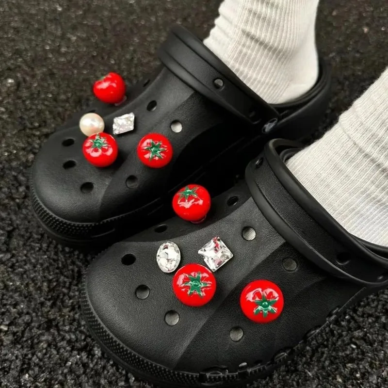 

Ins Cartoon Food Tomatoes Shoe Charms for Crocs Accessories Women Sandals Buckle Kids Pins Men Decoration Gift Fashion
