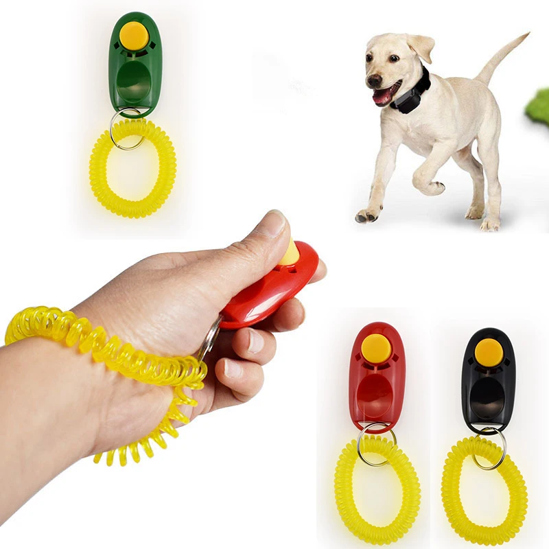 1PC Dog Training Clicker Pet Cat Plastic New Dogs Click Trainer Aid Tools Adjustable Wrist Strap Sound Key Chain Dog Supplies