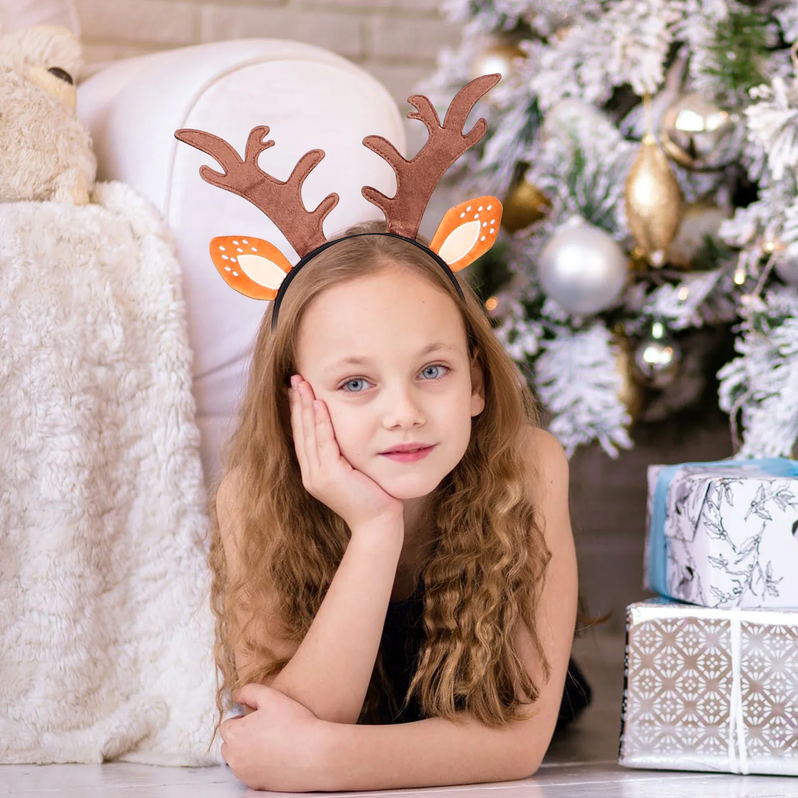

Deer Antler Headband Set Spotted Ears Tail Costume Accessory Women Kids Party Halloween Cosplay Dress Up Supplies