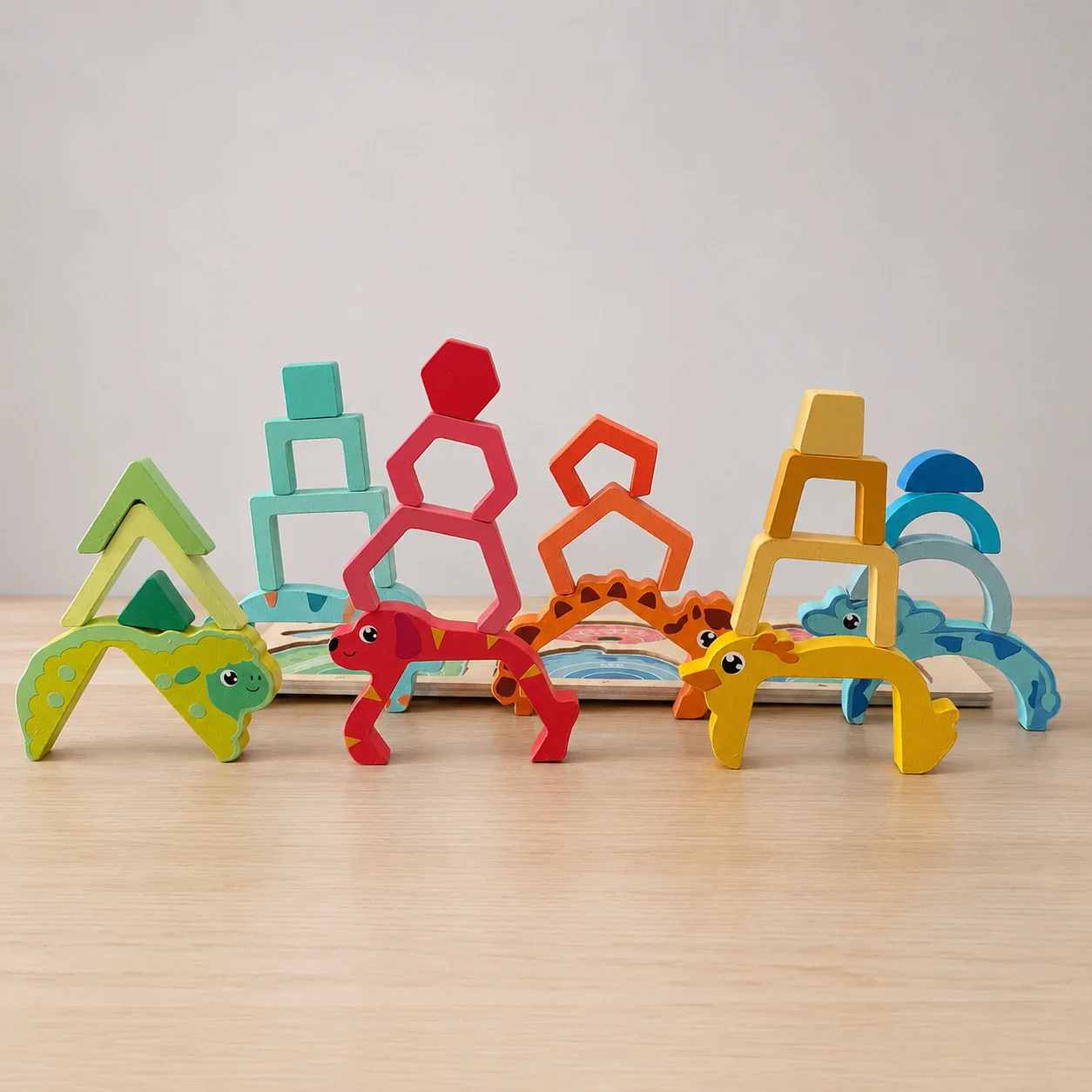 Wooden Farm Animal Stacking Balance Toy Poultry Animals Educational Skill Challenge Game Christmas Birthday Gift for Kids
