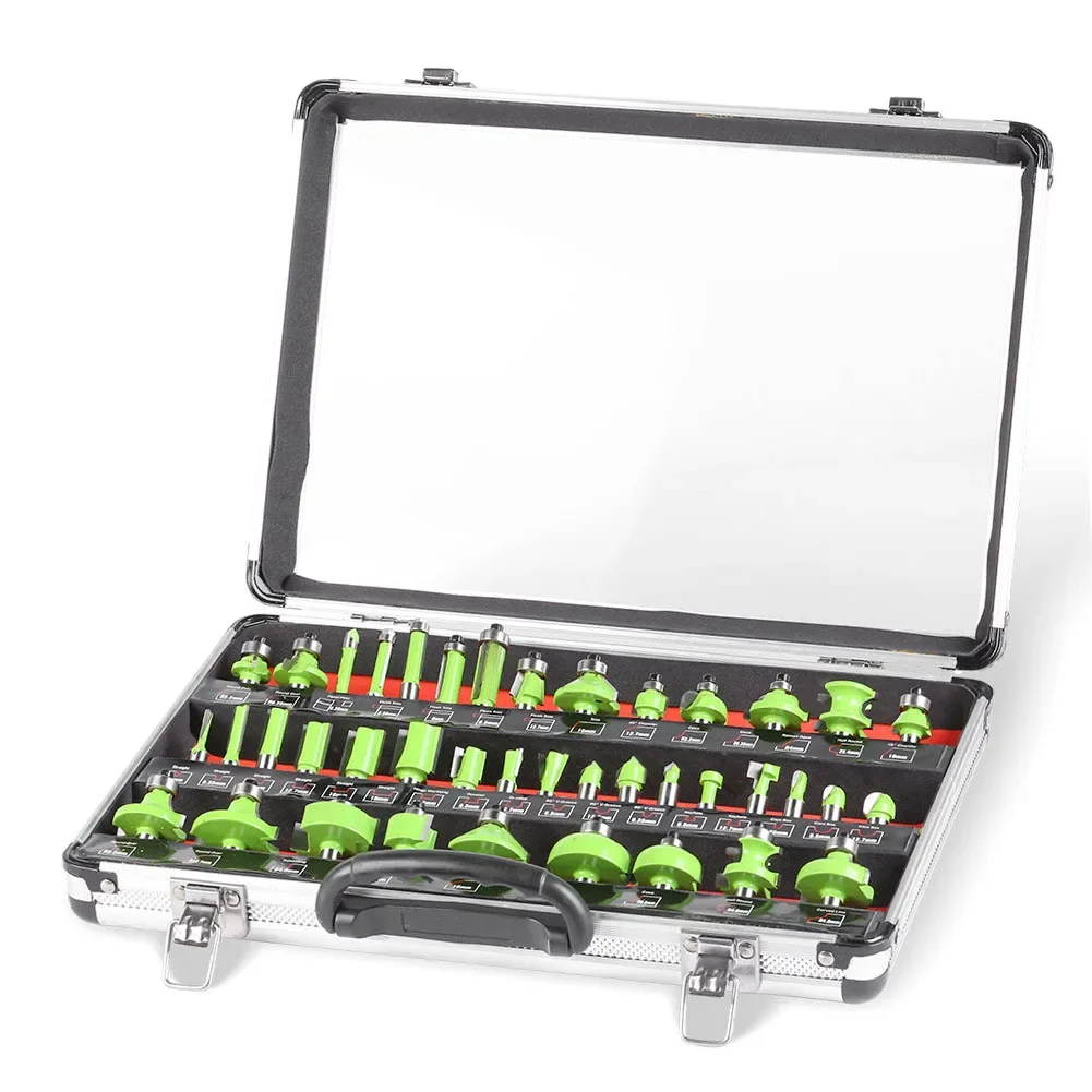 Woodworking Router Bit Set 40 Pieces with Multiple Shank Sizes for Compatibility with Various Electric Routers