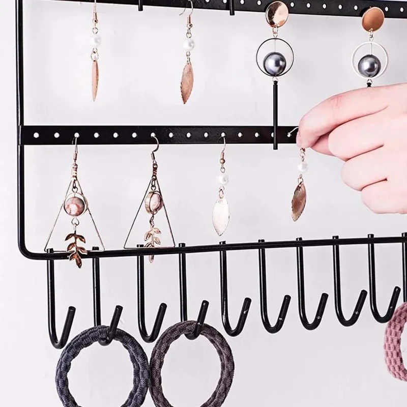 Metal Earring Jewelry Display Organizer Wall Hanging Jewelry Stand Hook up Necklace Ring Jewelry Storage Display Store Decor