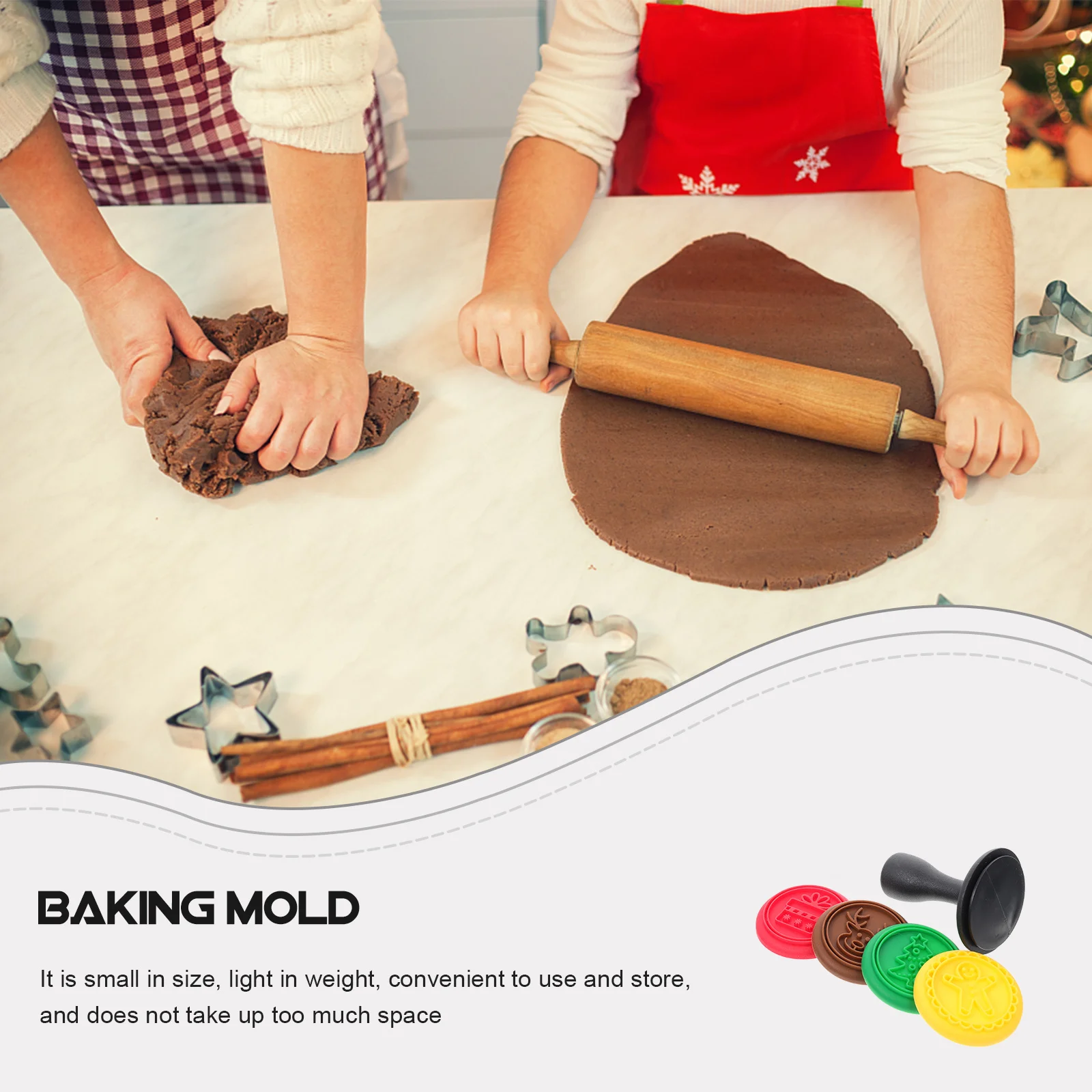 

1Set Christmas Cookie Stamps Set Silicone Baking Molds Non-Stick Reusable for Holiday Cookies Desserts Fondant Chocolate Home