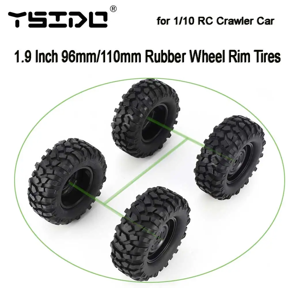 4szt. 1,9 cala 96mm/110mm 1/10 RC Crawler Car Rubber Wheel Rim Tire Beadlock do RC HSP Redcat Traxxas AXIAL SCX10 90046 RC4WD