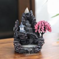 Backflow Incense Holder Mountains River Waterfall Incense Cones Burner Fountain Censer Holder Home Decor Aromatherapy Ornament