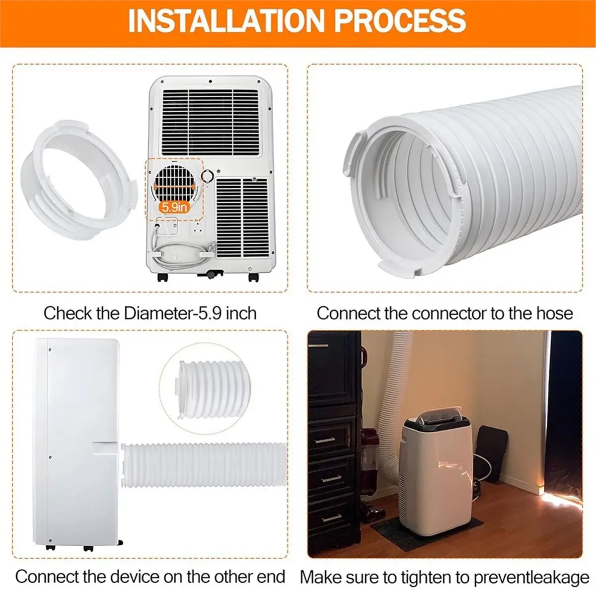 [new trend] Portable AC Exhaust Hose Coupler, Universal Connector Air Conditioner Exhaust Duct Interface Round AC Exhaust Hoses