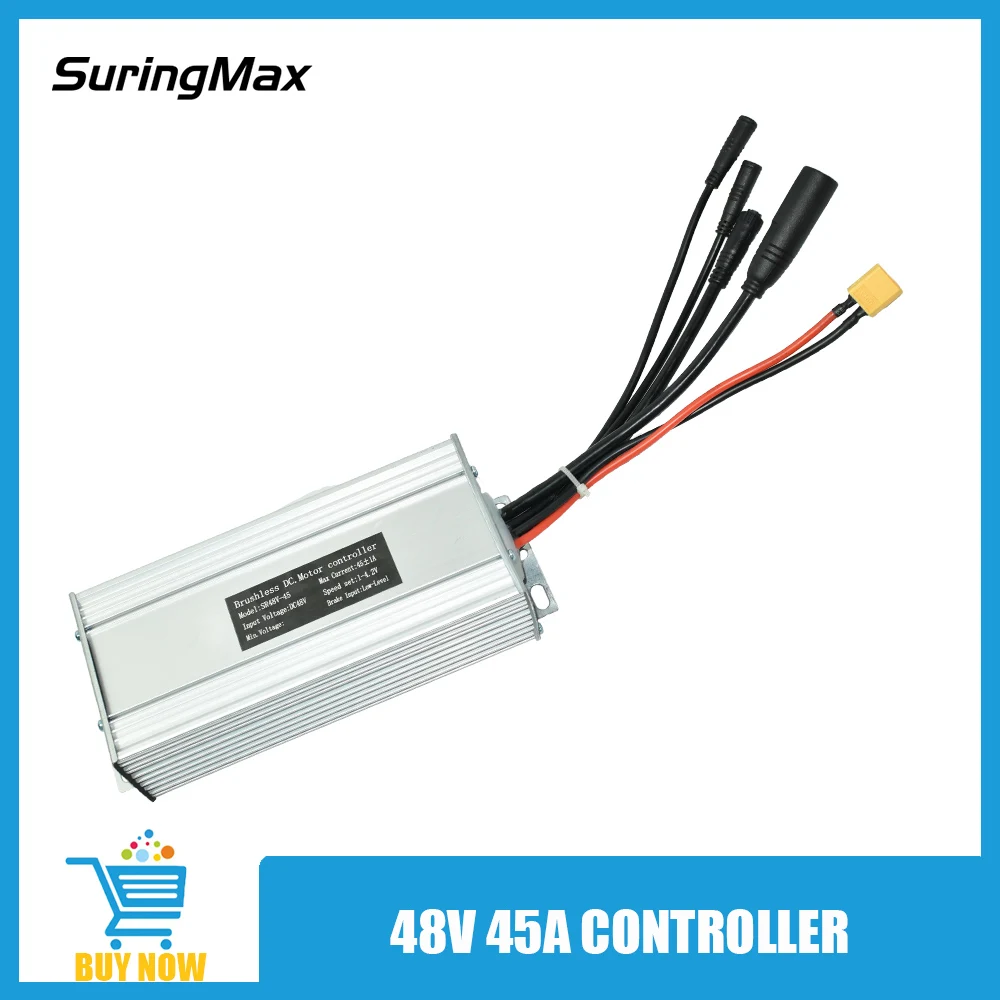 48V, 40A, 45A Waterproof Electric Bicycle Controller, Square Wave, Li No. 2 Protocol, For 1500W 2000W Ebike Motors, 15-Mofet