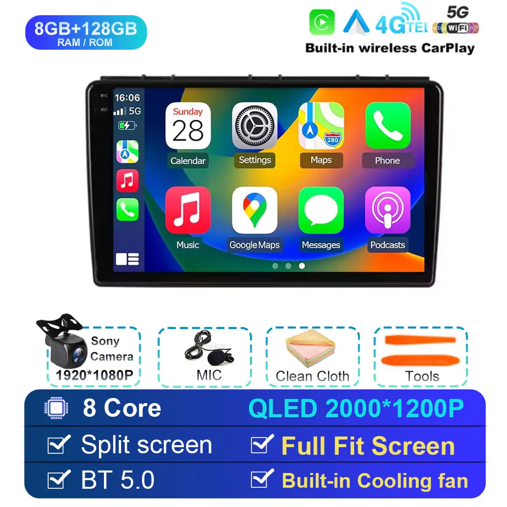 9 inch autoradio Android 15 draadloze Carplay voor Saab 3 2007-2011 multimediaspeler video stereo GPS navigatiescherm 4G WIFI