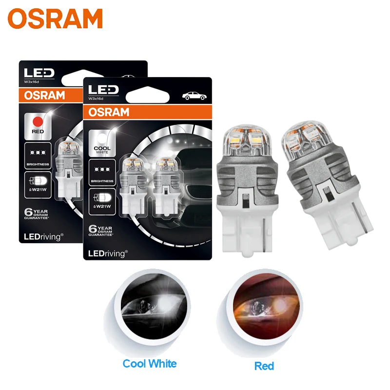 OSRAM LEDriving PREMIUM W21W W21/5W światło sygnalizacyjne LED 360 stopni biały czerwony T20 7440 7443 pozycja hamowania samochodu światło cofania, para