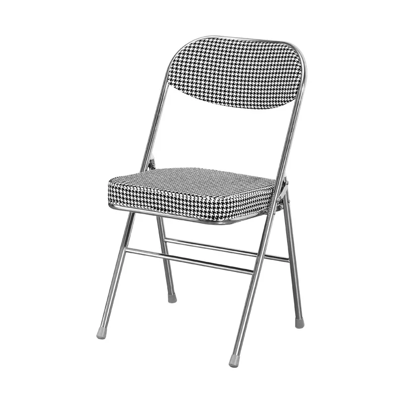 

Light luxury retro folding chair, metal backrest dining chair
