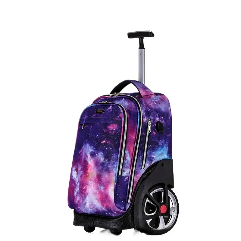 Nueva mochila grande con ruedas para estudiantes de secundaria de alta calidad, mochila escolar con ruedas con mango extensible y ruedas para escaleras