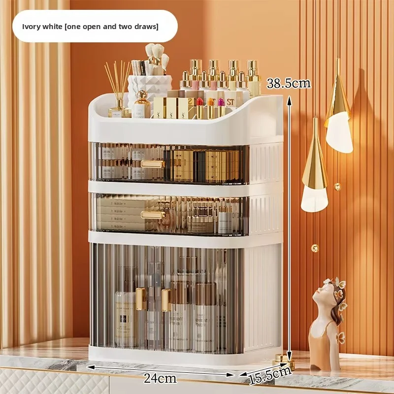 Plastic Cosmetics Storage Box Desktop Drawer Type Premium Dustproof Modern Sustainable Large Capacity Dresser Skin Care