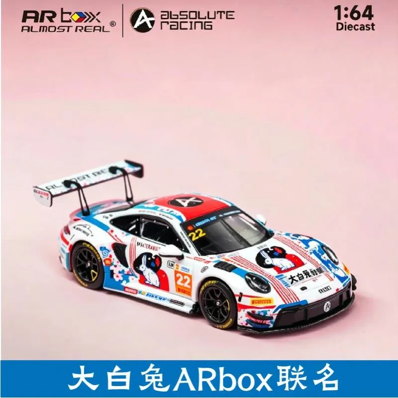 [Pre-sale]white rabbit&Almost Real 1:64 911 GT3R diecast alloy car model, static collectible desktop ornament, Festival gift.