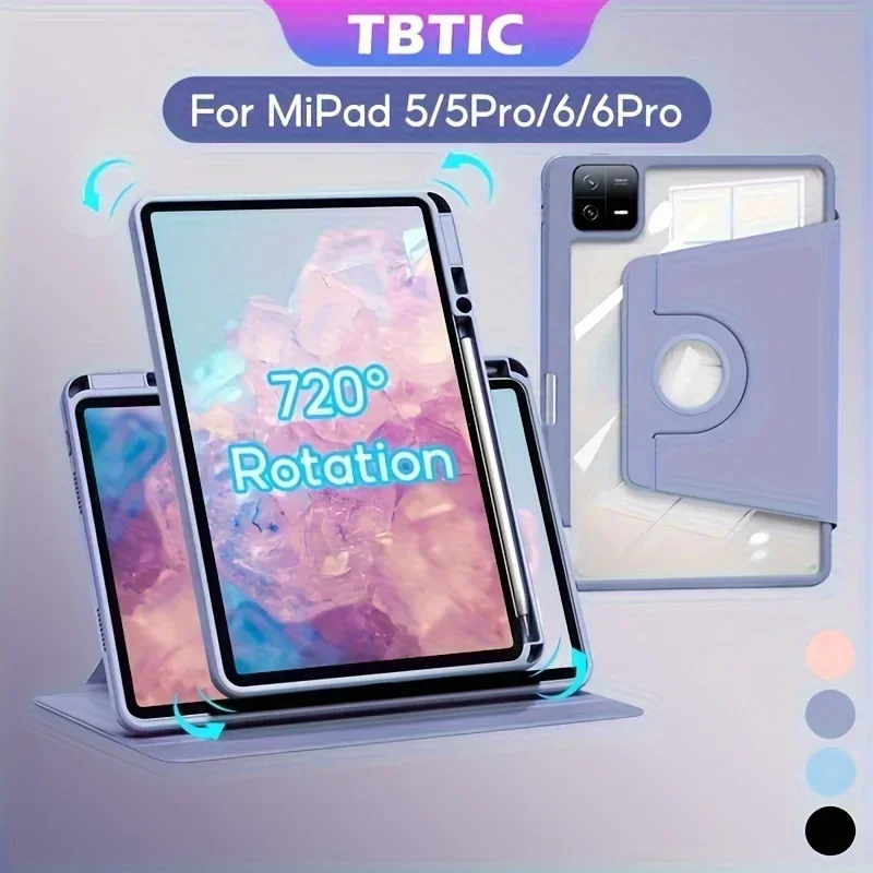 

Вращающийся чехол для Xiaomi Pad 6 5 Pro, чехол с держателем для карандашей, слот для redmi pad SE 2023, 11 дюймов, прозрачный акриловый