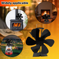 New 6 Blades Heat Powered Stove Fan Eco Quiet Black Log Wood Burner Fireplace Fan Winter Warmer Home Efficient Heat Distribution