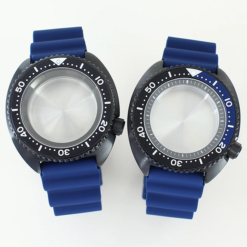45mm Waterproof Steel SKX Watch Case Sapphire 100M Waterproof For Turtle Seiko NH35 NH34 NH36/38 Movt 28.5mmDial Rubber Bracelet
