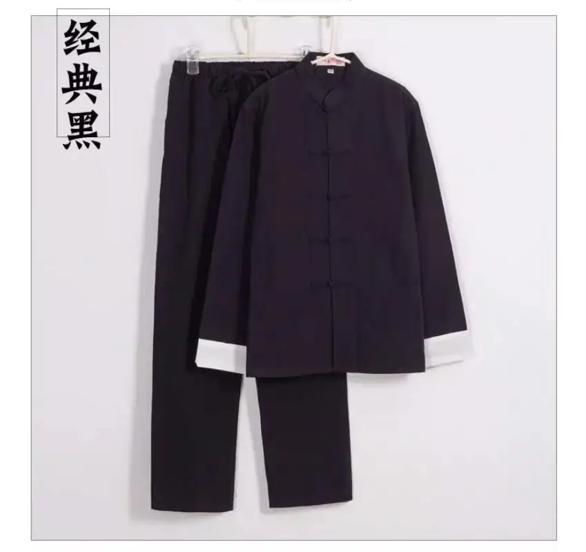 

2023 New Hanfu MaleTraditional Chinese Style Men Cotton Linen Tops Pants Hanfu Tang Suit Kung Fu Tai Chi Uniform Clothing Sets