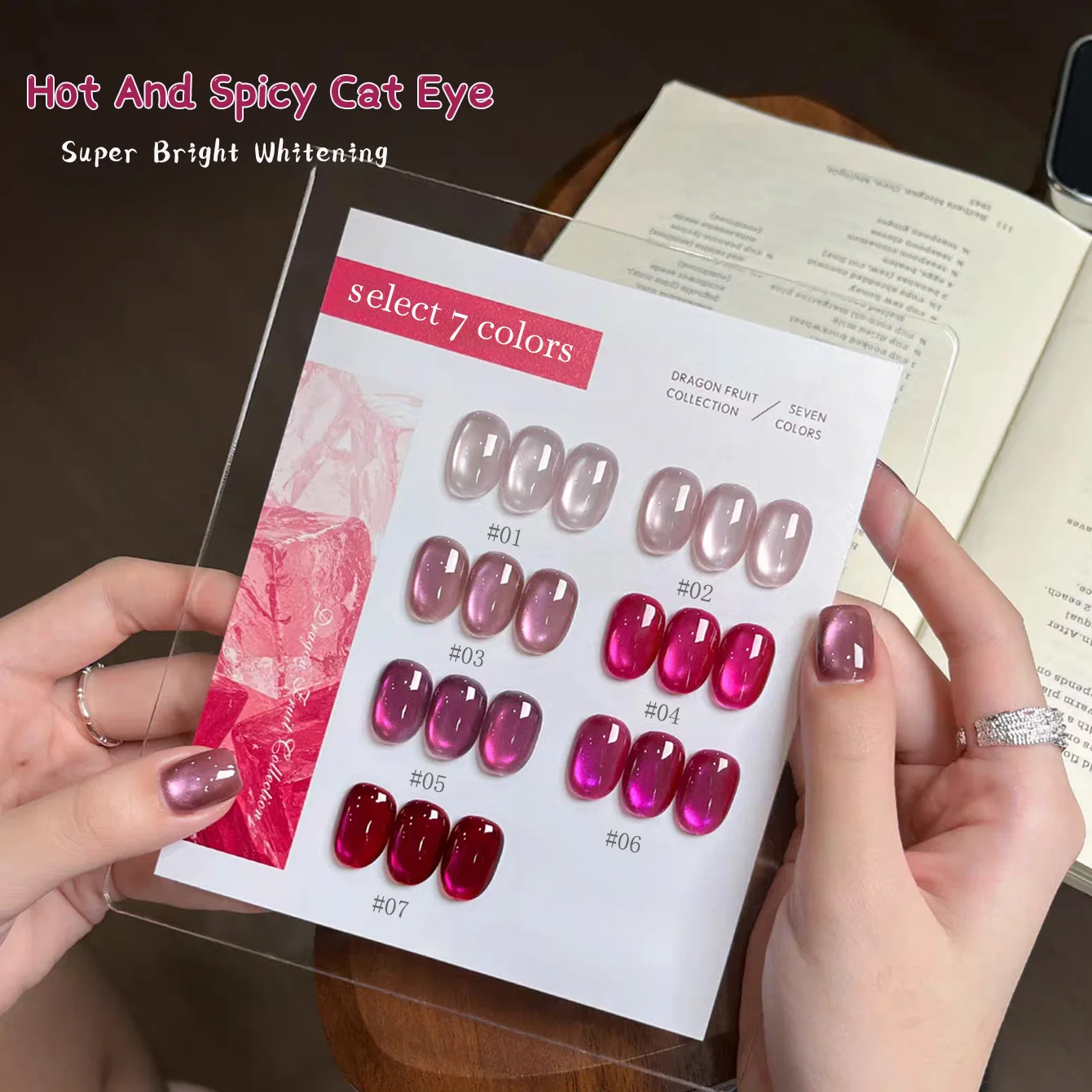 1pcs PSK 2026 Summer Popular Super Bright Pitaya Cat Eye Gel Nail Polish New Whitening Warm Rose Red Glass Bead Nail Art