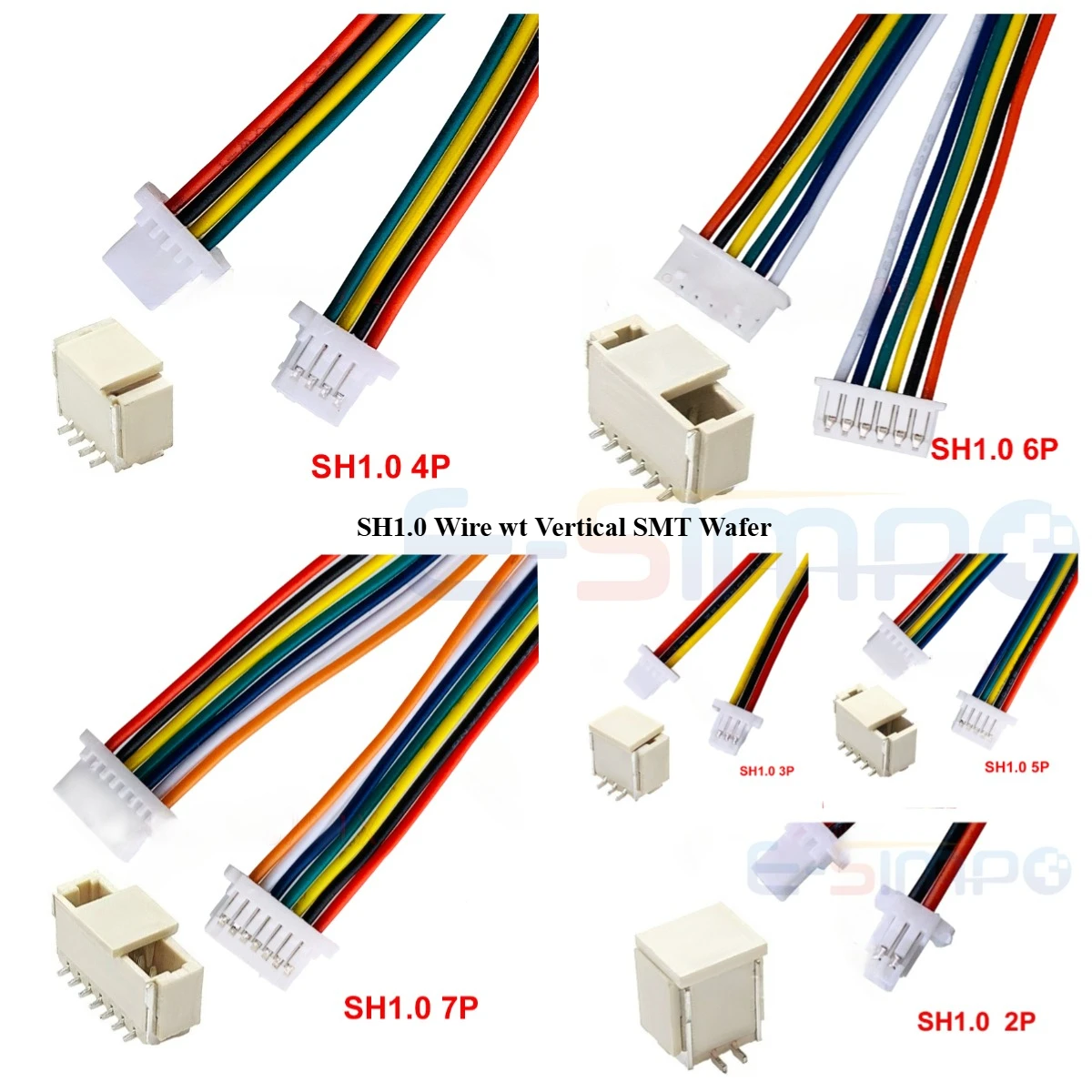 10Set SH1.0 MX1.25 ZH1.5 PH2.0 XH2.54 Connector Female Housing 10/20/30cm Wire Cable+Right Angle 2/3/4/5/6/7/8/9-12P Wafer